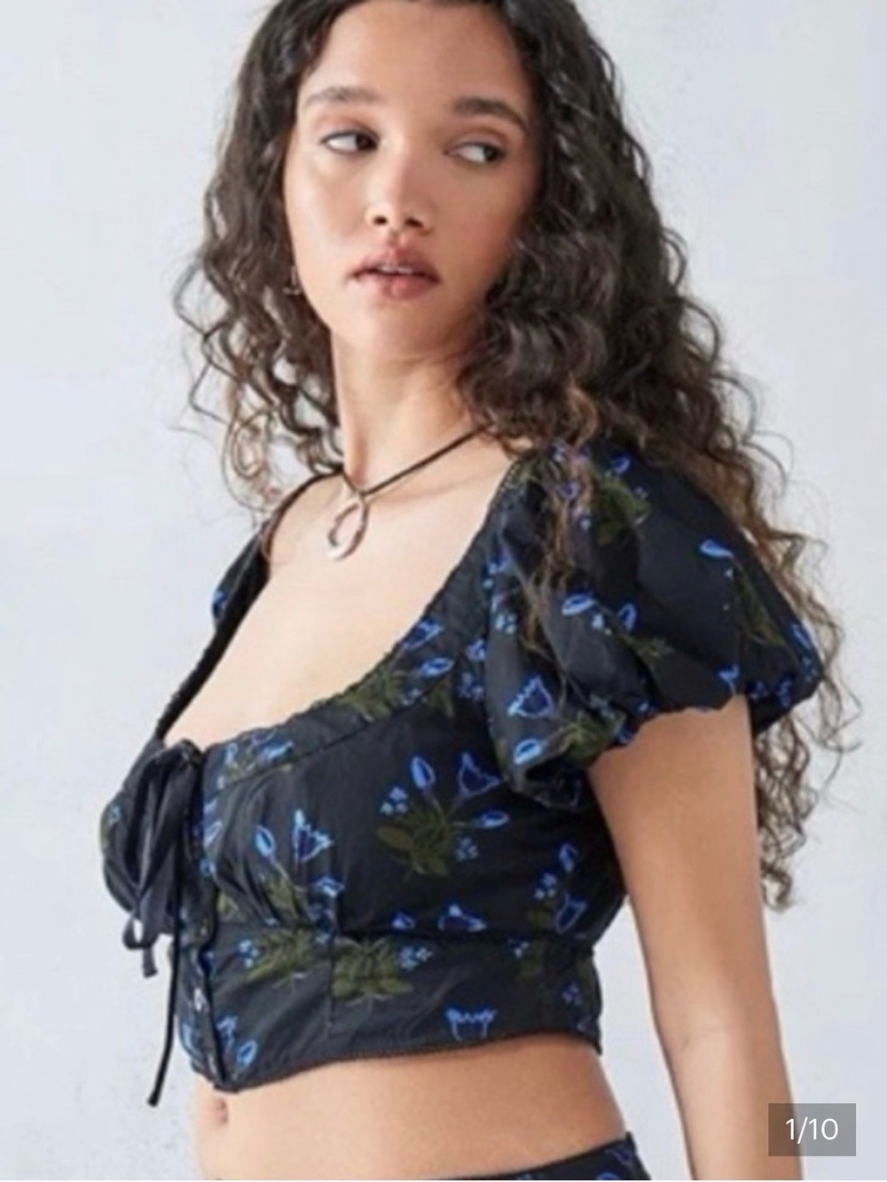 Free People Black Floral Crop Top